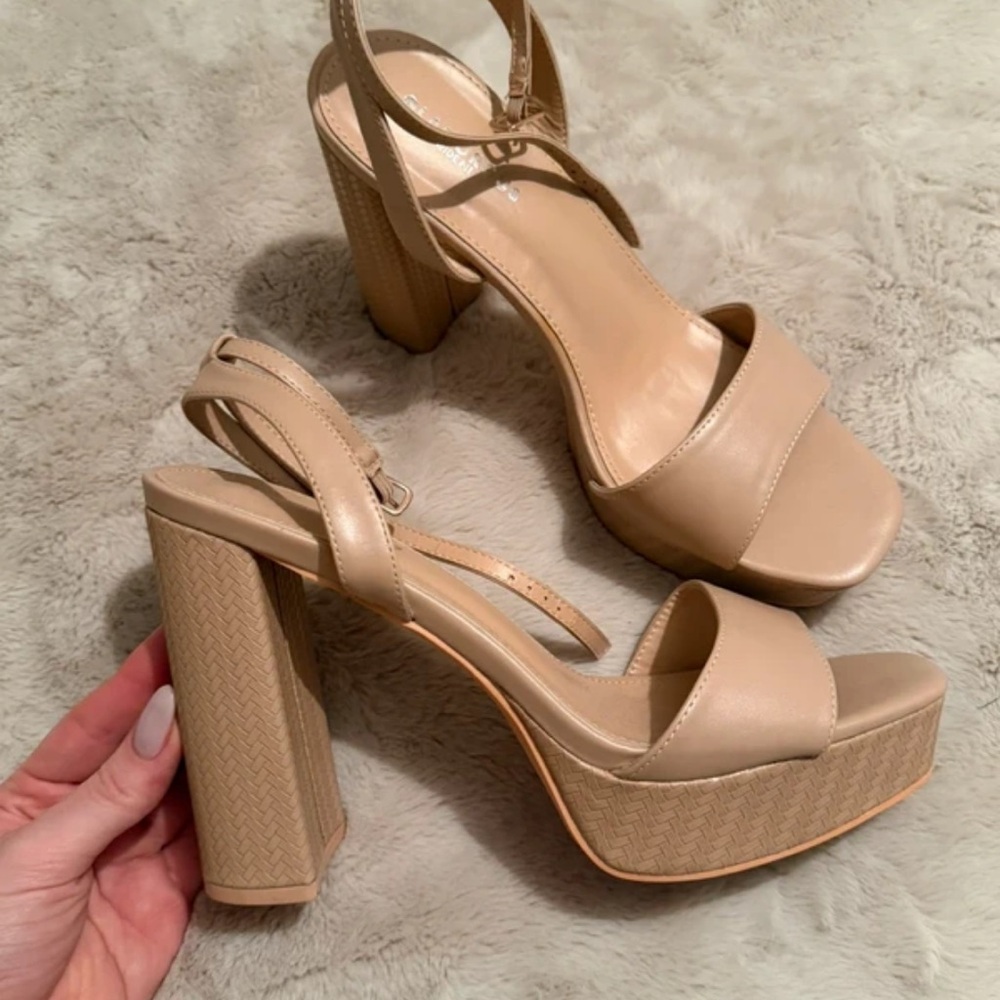 Glamorous Beige Platform Sandals